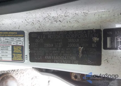 2016 Kia Forte Lx z USA, uszkodzony, nr VIN KNAFX4A65G5477498